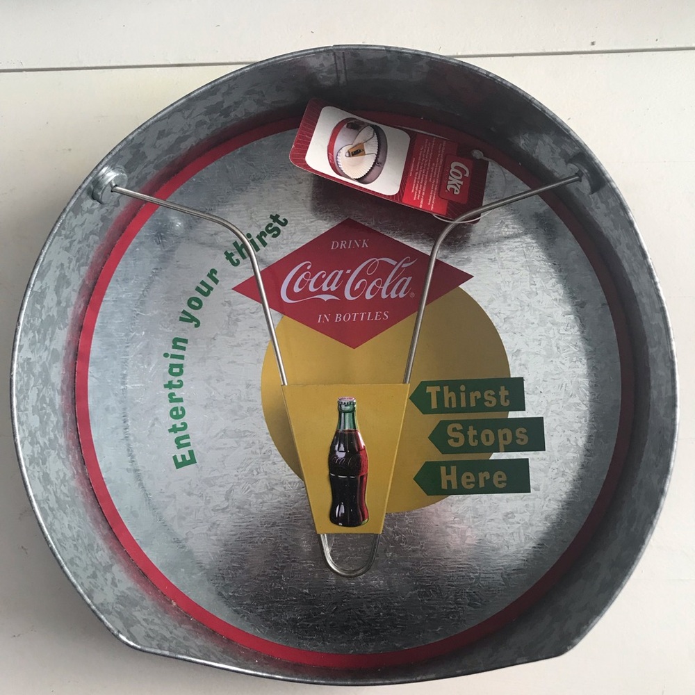 Coca-Cola Metal Paper plate holder - Red, Yellow, Green Accents
